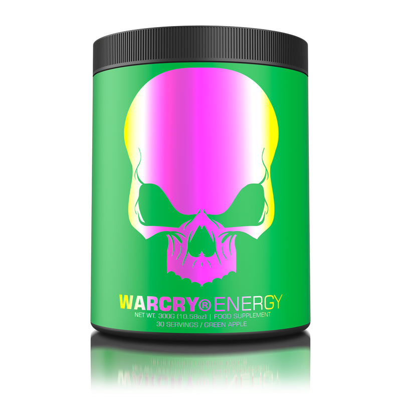 Load image into Gallery viewer, WARCRY ENERGY 300g 30serv Genius Nutrition Green Apple - Pre-workout supplement for energy and focus with electrolytes from coconut water for balanced hydration during workouts.
