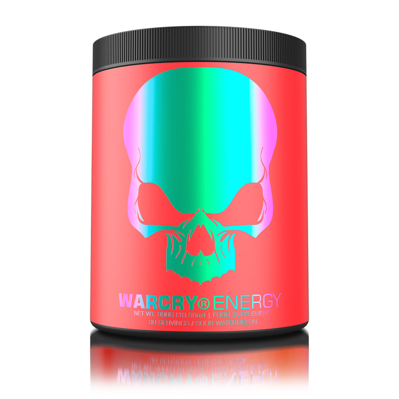 Load image into Gallery viewer, WARCRY ENERGY 300g 30serv Genius Nutrition Sour Watermelon - Pre-workout supplement for energy and focus with electrolytes from coconut water for balanced hydration during workouts.
