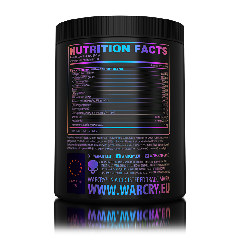 Load image into Gallery viewer, WARCRY ULTRA 300g 30serv Genius Nutrition Candy Fruits - Performance focused pre-workout supplement designed to increase energy, sustain endurance, promote muscle fullness, and improve mental focus during training.
