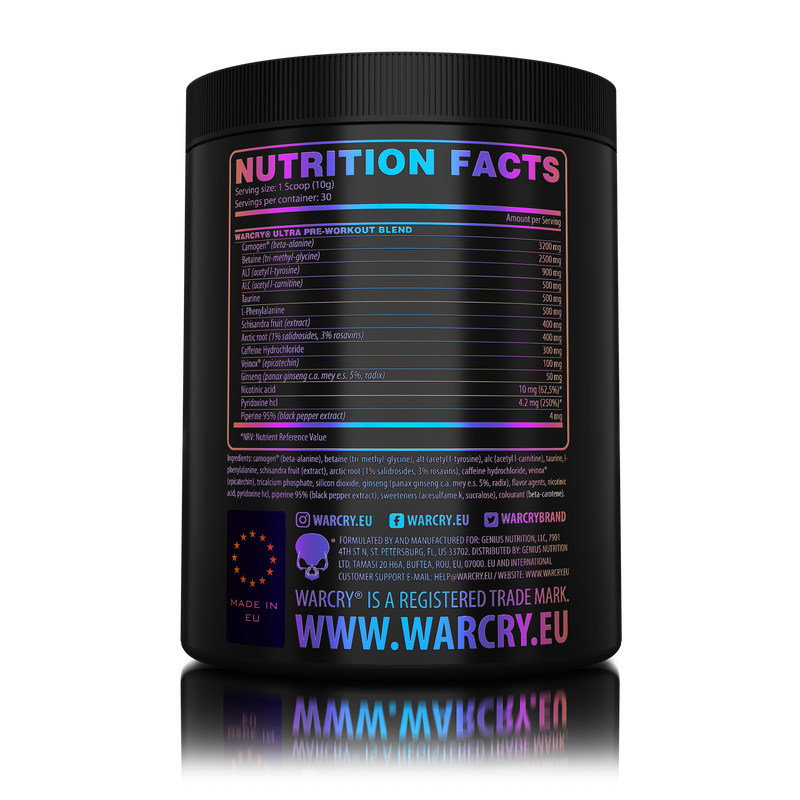 Load image into Gallery viewer, WARCRY ULTRA 300g 30serv Genius Nutrition Summer Pear - Performance focused pre-workout supplement designed to increase energy, sustain endurance, promote muscle fullness, and improve mental focus during training.
