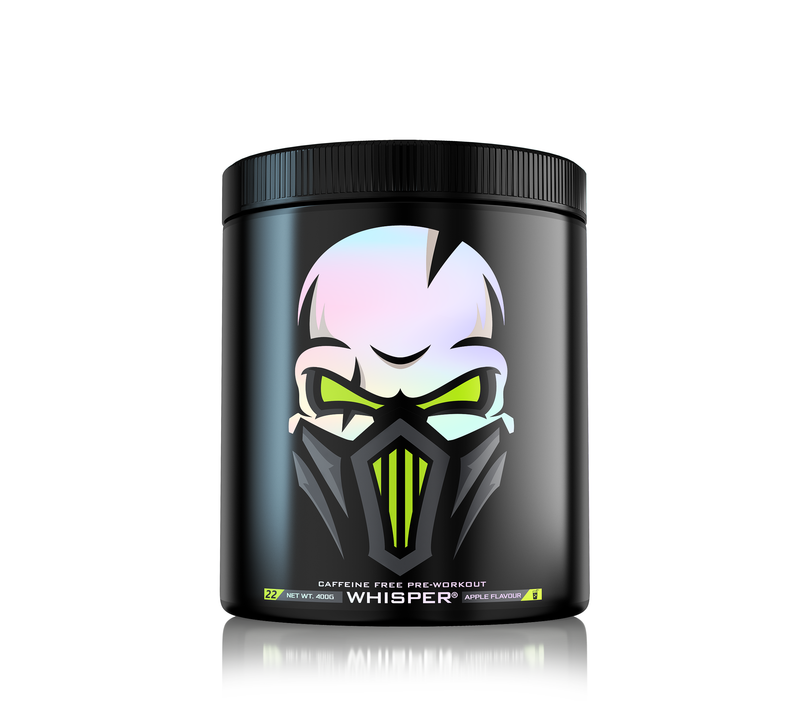 Load image into Gallery viewer, WHISPER 400g 22serv Genius Nutrition Apple - Stiim-free pre-workout that supports intense pumps, muscle fullnes, and clear focus, designed to avoid sleep interference or jitteriness.
