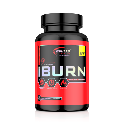 iBURN 90caps 30serv Genius Nutrition – Supplement for fat burning, metabolism acceleration and energy boost with increased absorption (98% piperine).