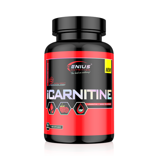 iCARNITINE 90caps 30serv Genius Nutrition - Fat burning supplement that supports blood sugar maintenance and energy boost with l-carnitine and raspberry ketone.