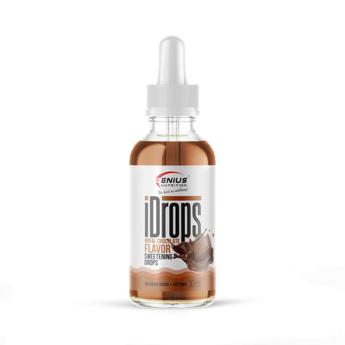 iDROPS 30ml Royal Chocolate - Zero calorie sweetener, stable at high temperatures, ideal for cooking and baking, that does not affect blood sugar levels, suitable for individuals with insulin sensitivity.