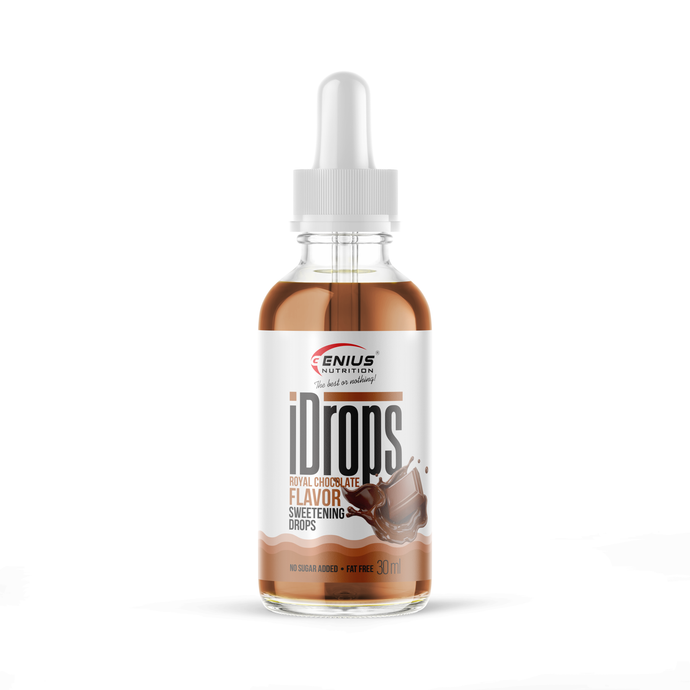 iDROPS 30ml Royal Chocolate - Zero calorie sweetener, stable at high temperatures, ideal for cooking and baking, that does not affect blood sugar levels, suitable for individuals with insulin sensitivity.
