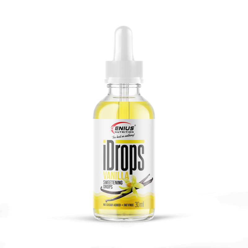 Load image into Gallery viewer, iDROPS 30ml Genius Nutrition Vanilla Paradise - Zero calorie sweetener, stable at high temperatures, ideal for cooking and baking, that does not affect blood sugar levels, suitable for individuals with insulin sensitivity.
