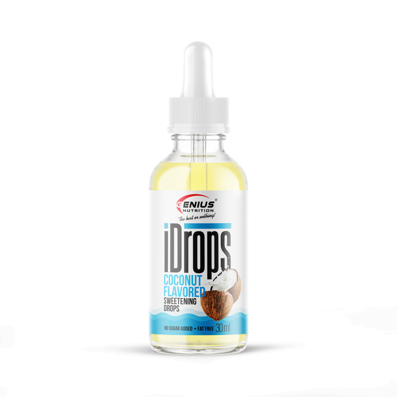 Load image into Gallery viewer, iDROPS 30ml Genius Nutrition Wild Coconut - Zero calorie sweetener, stable at high temperatures, ideal for cooking and baking, that does not affect blood sugar levels, suitable for individuals with insulin sensitivity.
