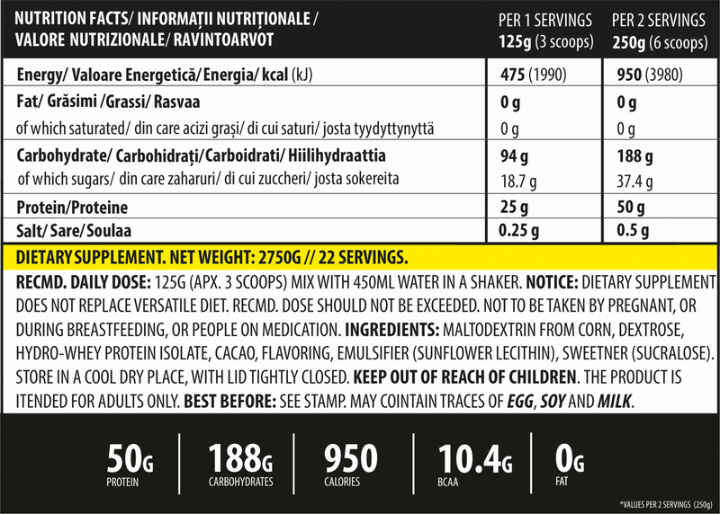Load image into Gallery viewer, iGAIN 2750g 22serv Genius Nutrition - High calorie gainer supplement with hydrolyzed whey protein (WPH) and fast-absorbing carbs for muscle recovery and growth.
